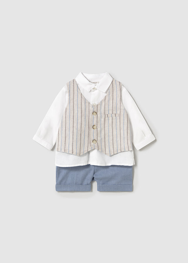 Completo Pantalone Corto Gilet Lino-Rivi