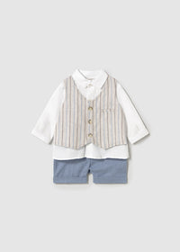 Completo Pantalone Corto Gilet Lino-Rivi