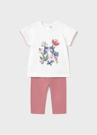 Completo Con Leggings Bianco Rosa