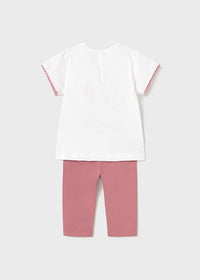 Completo Con Leggings Bianco Rosa