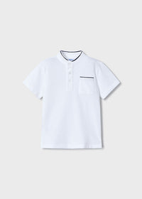 Polo Corta Colletto Alla Corean Bianco