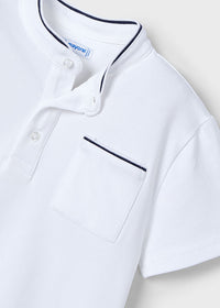 Polo Corta Colletto Alla Corean Bianco