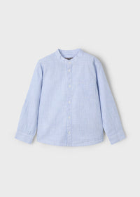 Camicia Collo Corea Righe Celeste