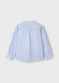 Camicia Collo Corea Righe Celeste