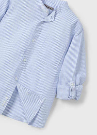 Camicia Collo Corea Righe Celeste