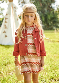 Vestito A Maglia Fantasia Salmone