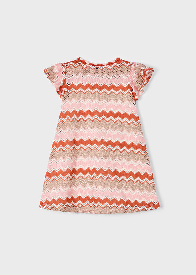 Vestito A Maglia Fantasia Salmone