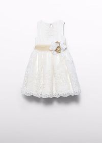 Vestito Organza Ricamato Panna
