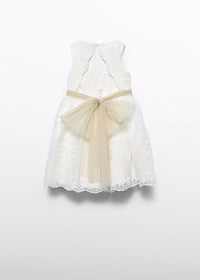 Vestito Organza Ricamato Panna