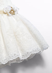 Vestito Organza Ricamato Panna