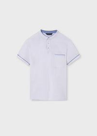 Polo Corta Colletto Alla Corean Bianco