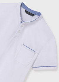 Polo Corta Colletto Alla Corean Bianco