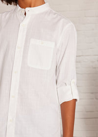 Camicia Collo Coreano Bianco