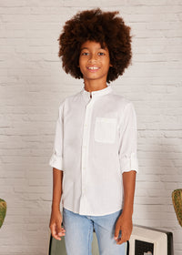 Camicia Collo Coreano Bianco