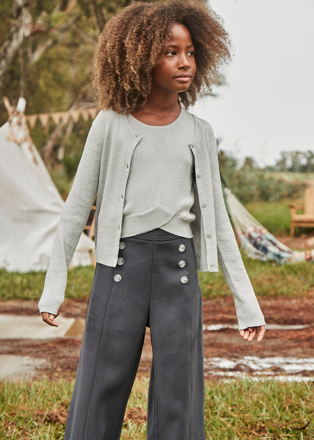 Pantalone Lungo Bottoni Carbone