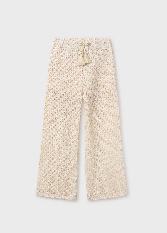 Pantalone Lungo Traforato Bianco
