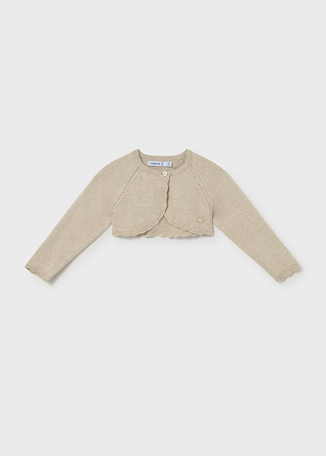 Cardigan Corto Color Sabbia