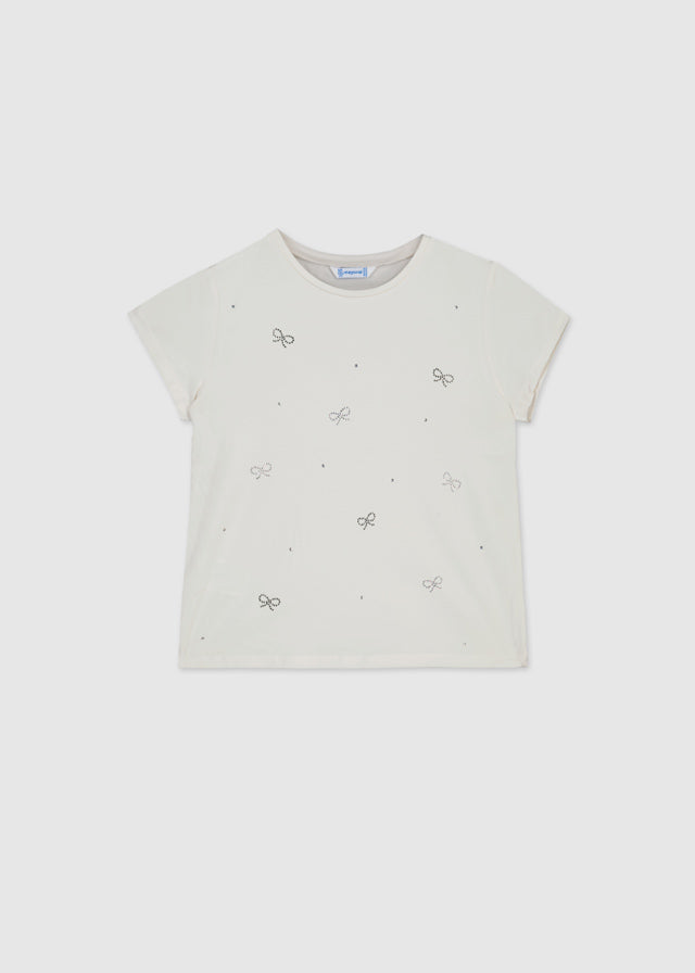 T-Shirt Panna Con Strass