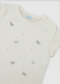 T-Shirt Panna Con Strass