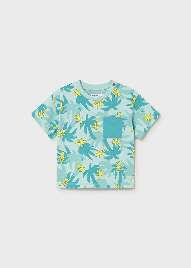 T-Shirt Verde Acqua Fantasia Coccodrilli