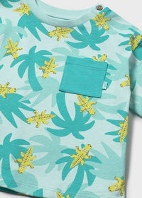 T-Shirt Verde Acqua Fantasia Coccodrilli