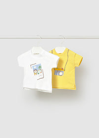 Set 2 Pezzi T-Shirt Bianca E Gialla