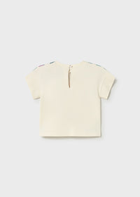 T-Shirt Panna Con Ghirlanda Di Fiori
