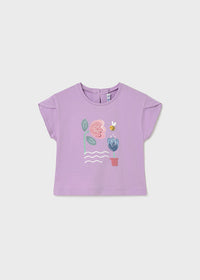 T-Shirt Lilla Con Ricami Floreali
