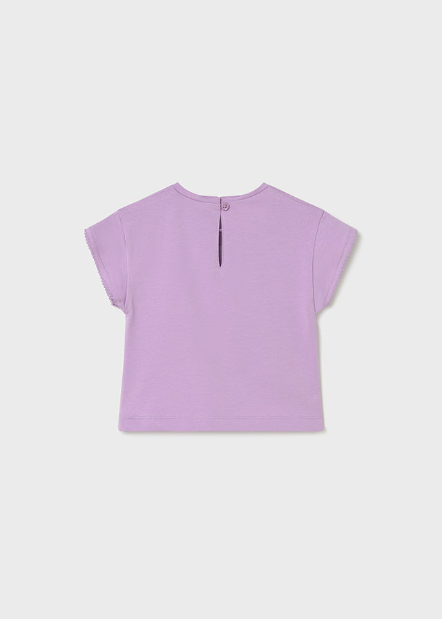 T-Shirt Lilla Con Ricami Floreali