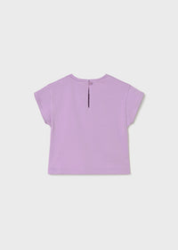 T-Shirt Lilla Con Ricami Floreali
