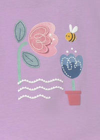 T-Shirt Lilla Con Ricami Floreali