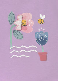 T-Shirt Lilla Con Ricami Floreali