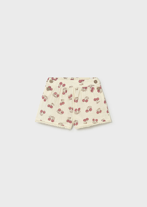 Shorts Panna Con Stampa Ciliegie
