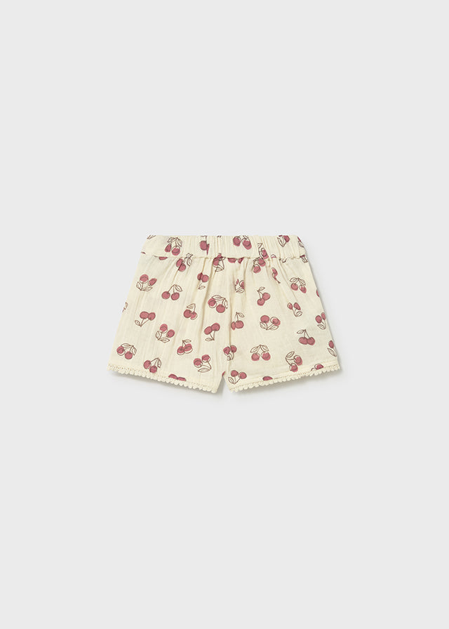 Shorts Panna Con Stampa Ciliegie