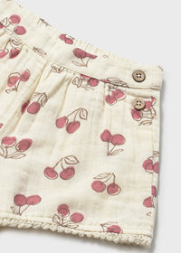 Shorts Panna Con Stampa Ciliegie