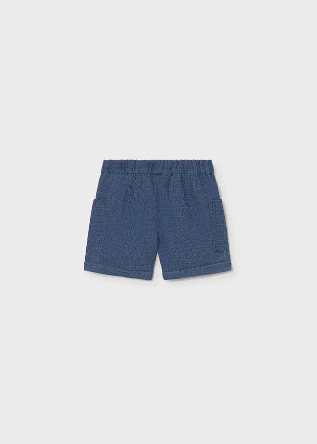 Shorts In Chambray Blu Avio
