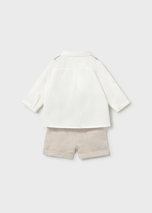 Completo Elegante Pantalone Corto Camicia E Gilet