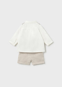 Completo Elegante Pantalone Corto Camicia E Gilet