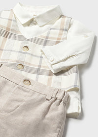 Completo Elegante Pantalone Corto Camicia E Gilet