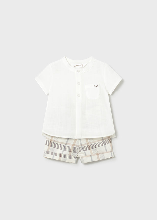 Completo Elegante Pantalone Corto E Camicia Bianca