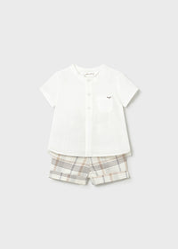 Completo Elegante Pantalone Corto E Camicia Bianca