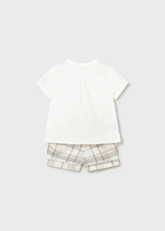 Completo Elegante Pantalone Corto E Camicia Bianca
