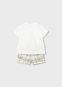 Completo Elegante Pantalone Corto E Camicia Bianca