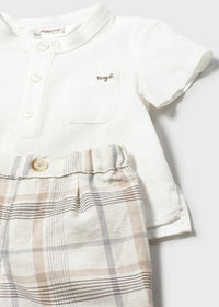 Completo Elegante Pantalone Corto E Camicia Bianca