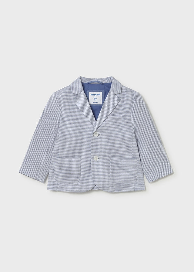 Giacca Elegante Azzurra In Tessuto Operato