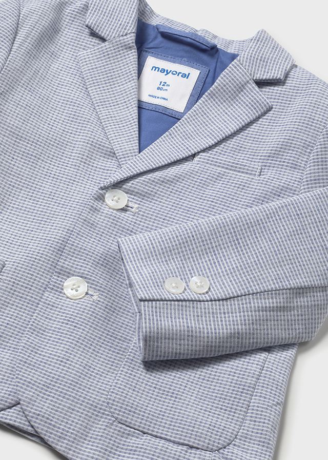 Giacca Elegante Azzurra In Tessuto Operato