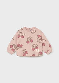 Felpa Rosa In Cotone Con Stampa Ciliegie