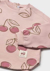Felpa Rosa In Cotone Con Stampa Ciliegie