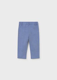 Pantalone Lino Elegante Blu Avio