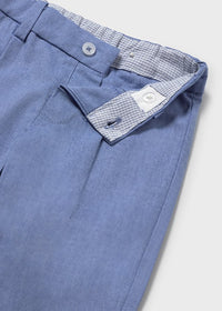Pantalone Lino Elegante Blu Avio